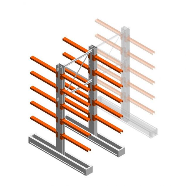 Medium draagarmstelling IT dubbelzijdig 2455x1000x800 mm (hxbxd) 5 niveaus beginsectie