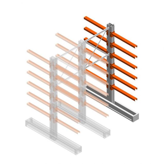 Medium draagarmstelling IT dubbelzijdig 2455x1000x800 mm (hxbxd) 6 niveaus aanbouwsectie