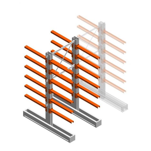 Medium draagarmstelling IT dubbelzijdig 2455x1000x800 mm (hxbxd) 6 niveaus beginsectie