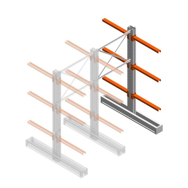Medium draagarmstelling IT dubbelzijdig 2455x1200x800 mm (hxbxd) 3 niveaus aanbouwsectie