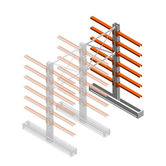 Medium draagarmstelling IT dubbelzijdig 2455x1200x800 mm (hxbxd) 6 niveaus aanbouwsectie