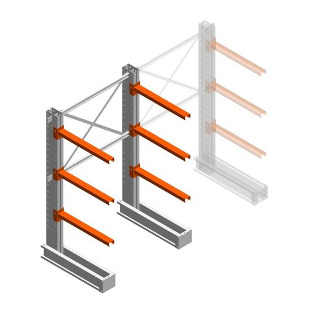 Medium draagarmstelling IT enkelzijdig 1990x1200x800 mm (hxbxd) 3 niveaus beginsectie