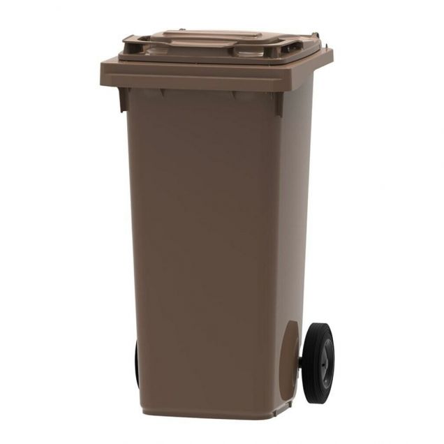 Afvalcontainer, mobiele rolcontainer 120 liter bruin