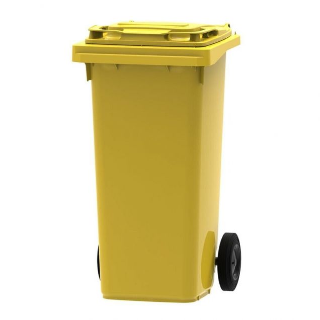 Afvalcontainer, mobiele rolcontainer 120 liter geel