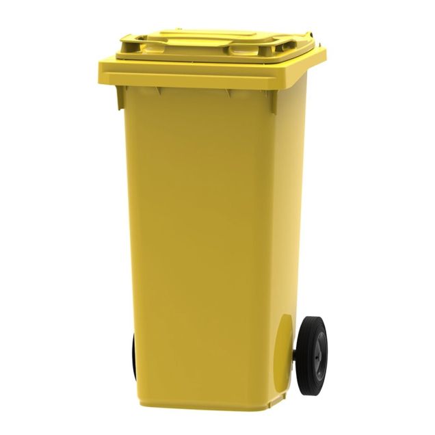 Afvalcontainer, mobiele rolcontainer 120 liter geel