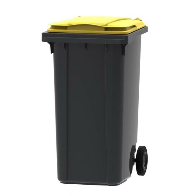Afvalcontainer, mobiele rolcontainer 240 liter grijs geel 