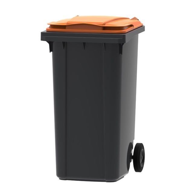 Afvalcontainer, mobiele rolcontainer 240 liter grijs oranje