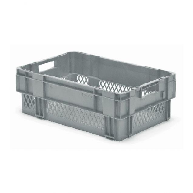Stapelbare, nestbare transportkrat DTK1 600x400x210 mm (lxbxh) grijs