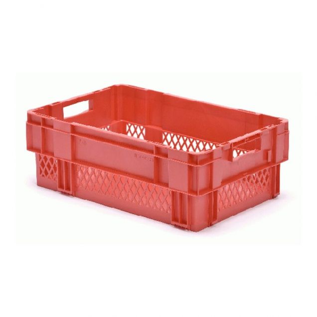 Stapelbare, nestbare transportkrat DTK1 600x400x210 mm (lxbxh) rood