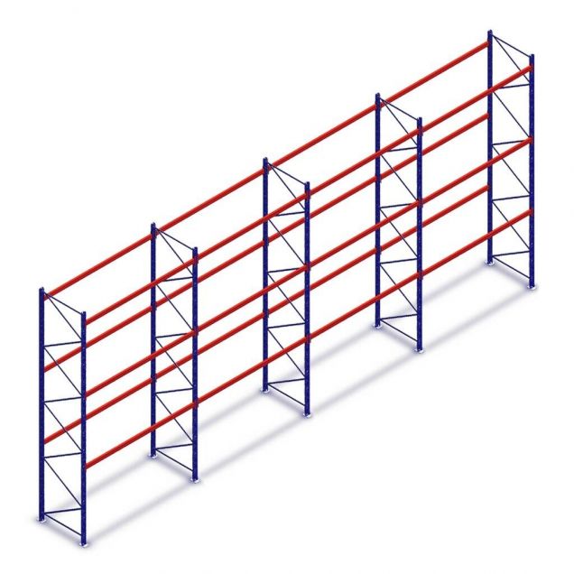 Voordeelrij deels gebruikte Mecalux palletstelling 5000x11300x1100 mm (hxbxd) 3 niveaus