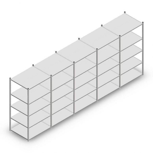 Voordeelrij legbordstelling Light Duty 2000x5000x800 mm (hxbxd) 5 niveaus