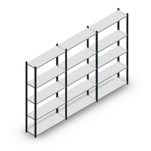 Voordeelrij legbordstelling Medium Duty 2000x3000x300 mm (hxbxd) 5 niveaus antraciet