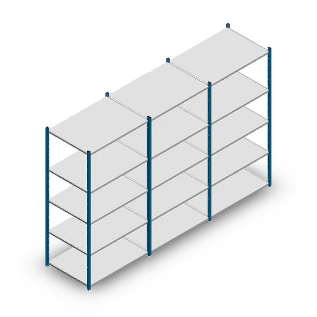 Voordeelrij legbordstelling Medium Duty 2000x3000x700 mm (hxbxd) 5 niveaus blauw
