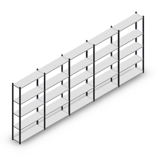 Voordeelrij legbordstelling Medium Duty 2200x5000x300 mm (hxbxd) 5 niveaus antraciet