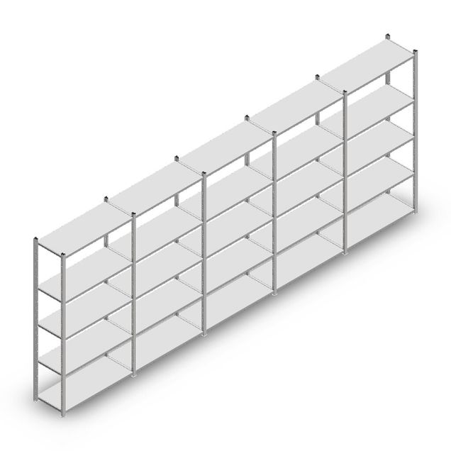 Voordeelrij legbordstelling Medium Duty 2200x5000x400 mm (hxbxd) 5 niveaus verzinkt