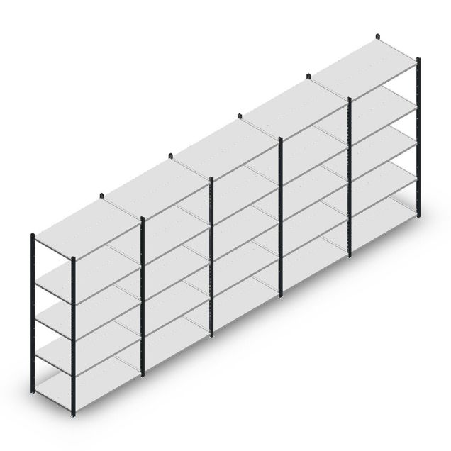 Voordeelrij legbordstelling Medium Duty 2200x5000x600 mm (hxbxd) 5 niveaus antraciet