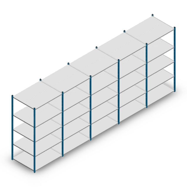 Voordeelrij legbordstelling Medium Duty 2000x5000x800 mm (hxbxd) 5 niveaus blauw