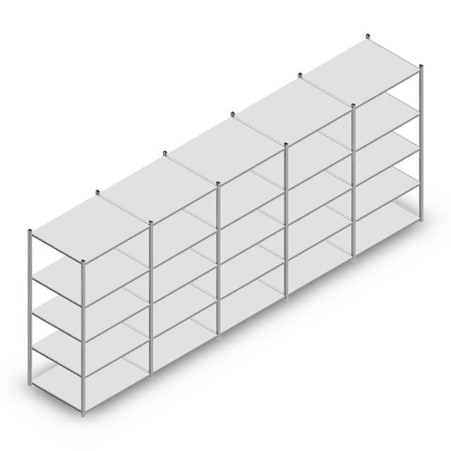 Voordeelrij legbordstelling Medium Duty 2200x5000x800 mm (hxbxd) 5 niveaus verzinkt