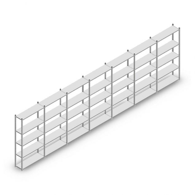 Voordeelrij legbordstelling Medium Duty 2000x7000x300 mm (hxbxd) 5 niveaus verzinkt