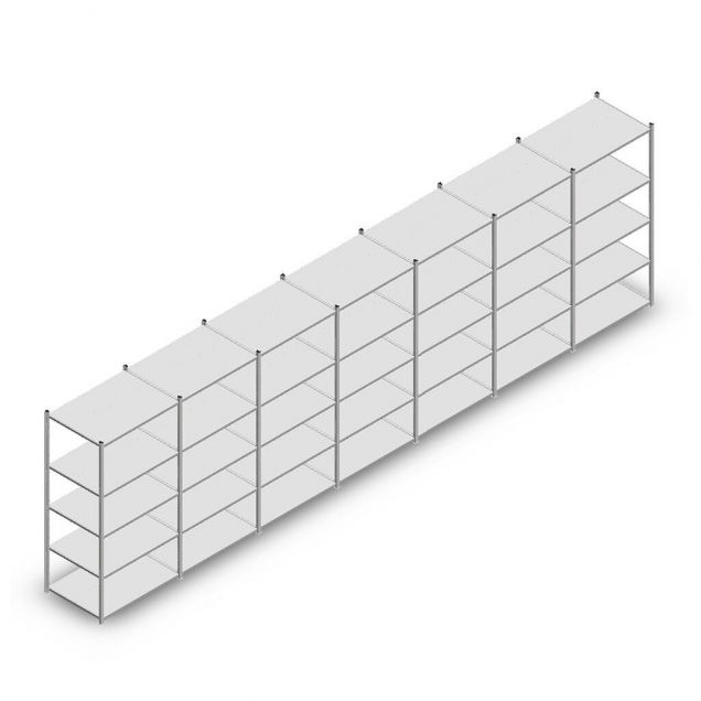 Voordeelrij legbordstelling Medium Duty 2000x7000x700 mm (hxbxd) 5 niveaus verzinkt