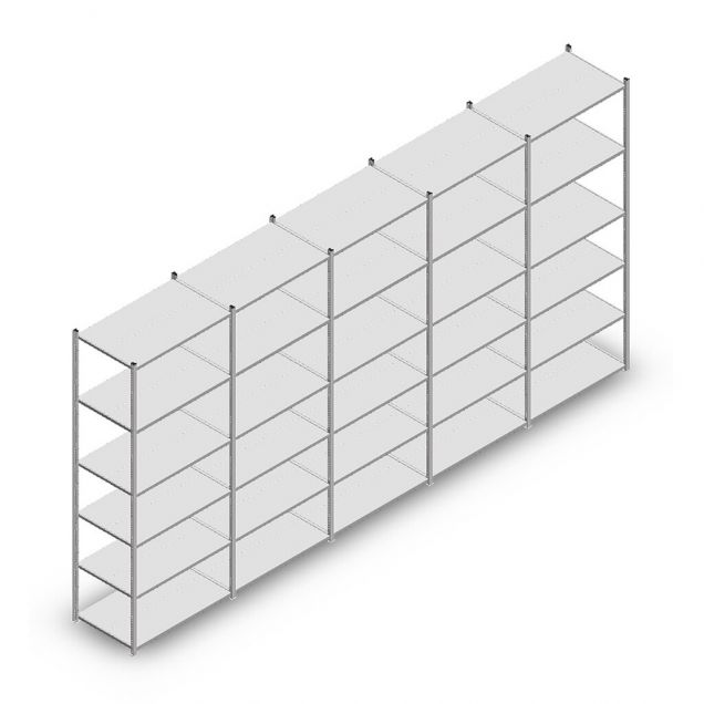 Voordeelrij legbordstelling Medium Duty 3000x5000x600 mm (hxbxd) 6 niveaus verzinkt