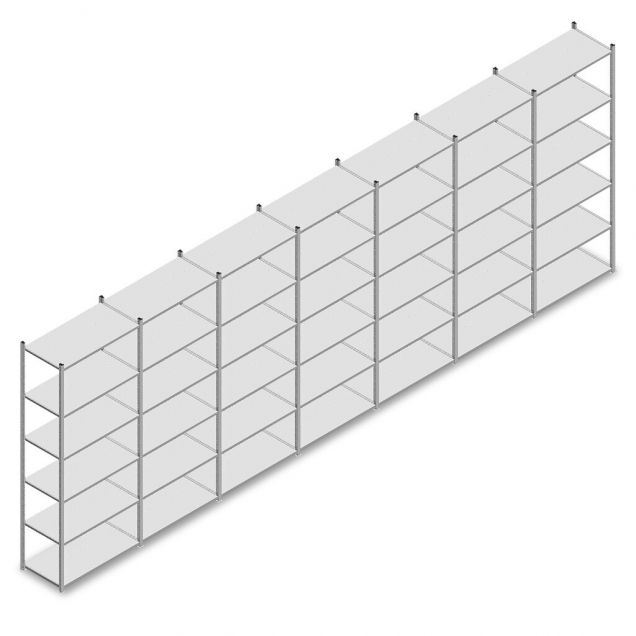 Voordeelrij legbordstelling Medium Duty 3000x7000x500 mm (hxbxd) 6 niveaus verzinkt