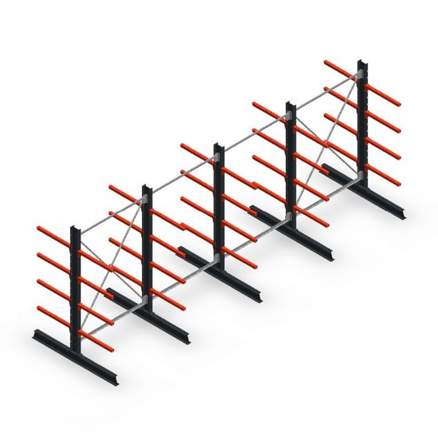 Voordeelrij medium draagarmstelling dubbelzijdig 2500x4000x600 mm (hxbxd) 4 niveaus