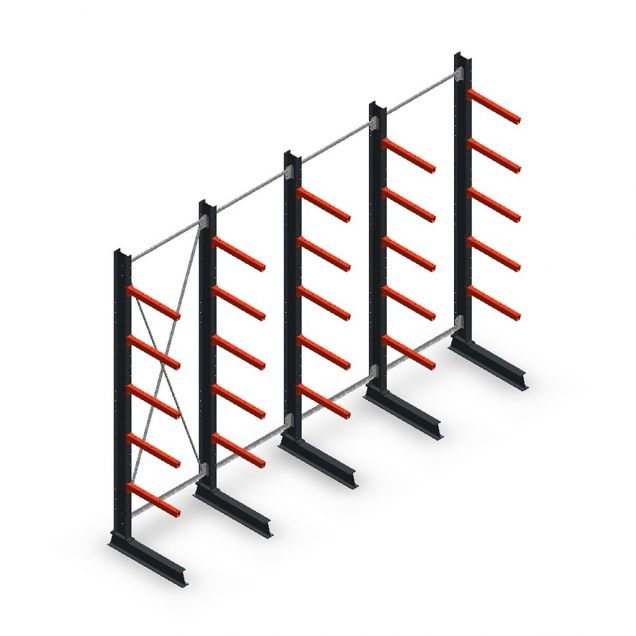 Voordeelrij medium draagarmstelling enkelzijdig 3000x4000x600 mm (hxbxd) 5 niveaus