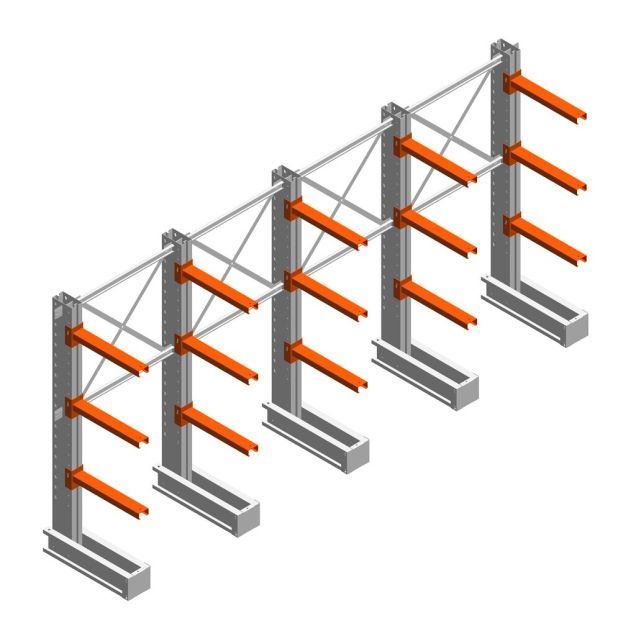 Voordeelrij medium draagarmstelling IT enkelzijdig 1990x4000x600 mm (hxbxd) 3 niveaus