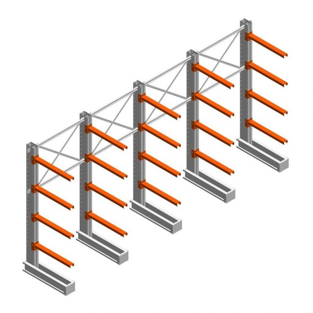 Voordeelrij medium draagarmstelling IT enkelzijdig 2455x4800x800 mm (hxbxd) 4 niveaus