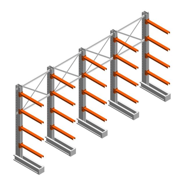 Voordeelrij medium draagarmstelling IT enkelzijdig 2455x4800x800 mm (hxbxd) 4 niveaus
