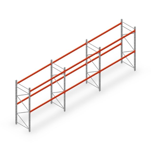 Voordeelrij palletstelling AR T2 3000x8420x1100 mm (hxbxd) 2 niveaus 1820kg/niv met voorgemonteerde frames