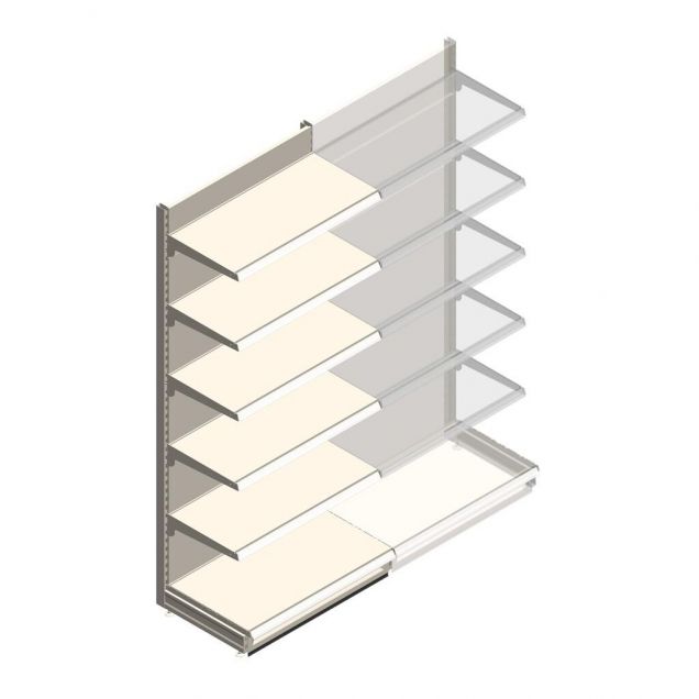 Wandstelling Tego 2400x1000x570 mm (hxbxd) 6 niveaus RAL9001 beginsectie