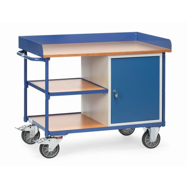 Werkplaatswagen 400 kg met 1 kast en 3 laadvlakken 1120x650 mm