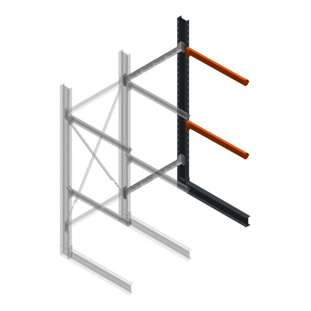 Zware draagarmstelling enkelzijdig 3000x1200x1200mm (hxbxd) 2 niveaus aanbouwsectie 345kg/arm