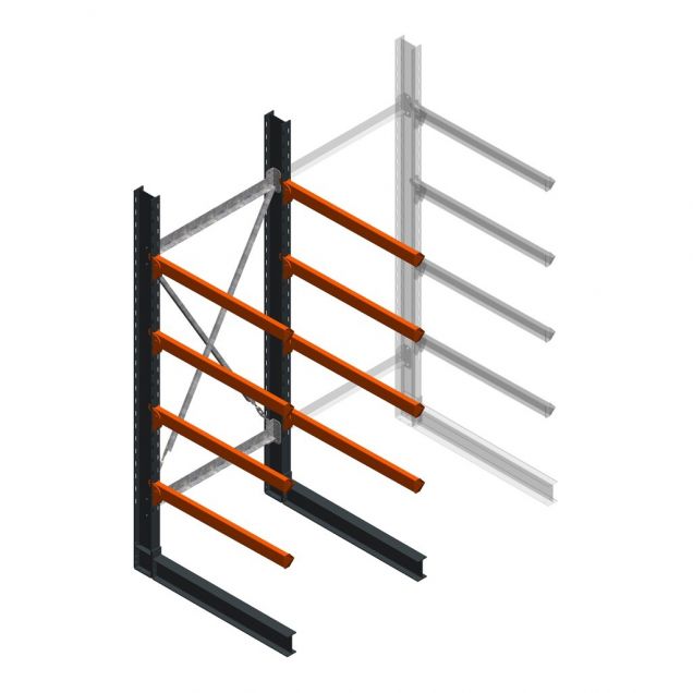 Zware draagarmstelling enkelzijdig 3000x1200x1200mm (hxbxd) 4 niveaus beginsectie