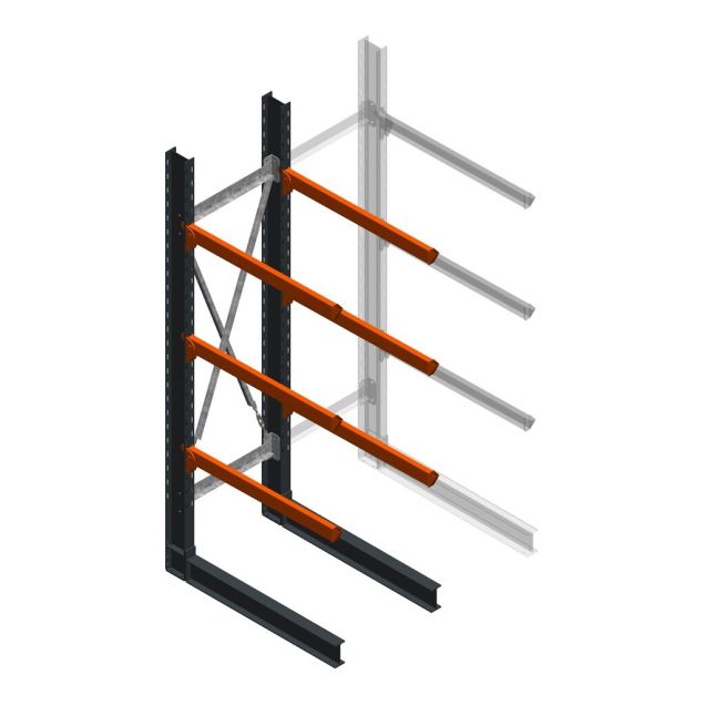 Zware draagarmstelling enkelzijdig 3000x800x1500mm (hxbxd) 3 niveaus beginsectie