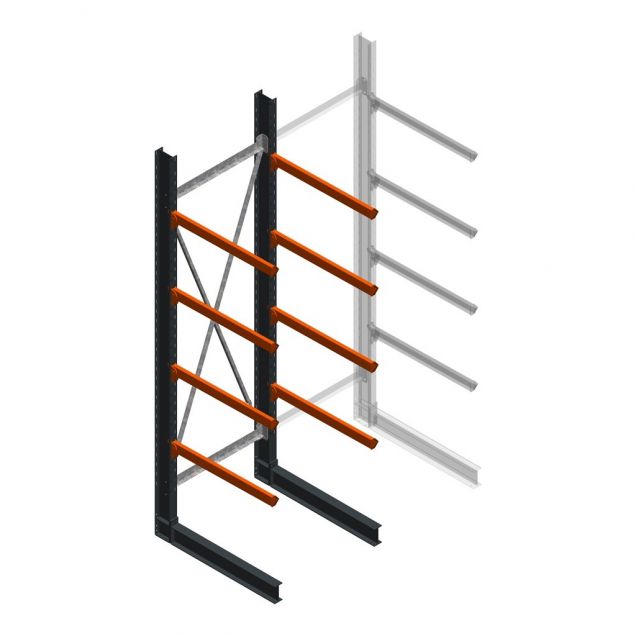 Zware draagarmstelling enkelzijdig 4000x1200x1500mm (hxbxd) 4 niveaus beginsectie