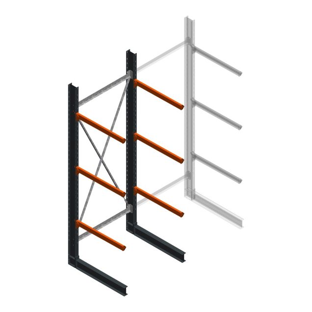 Zware draagarmstelling enkelzijdig 4000x1500x1500mm (hxbxd) 3 niveaus beginsectie