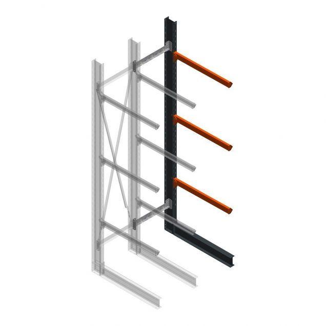 Zware draagarmstelling enkelzijdig 4000x800x1200mm (hxbxd) 3 niveaus aanbouwsectie