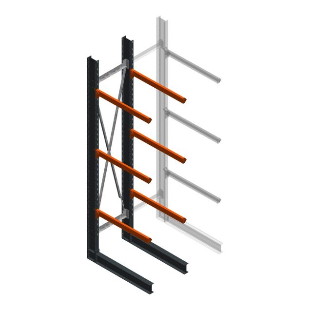 Zware draagarmstelling enkelzijdig 4000x800x1200mm (hxbxd) 3 niveaus beginsectie