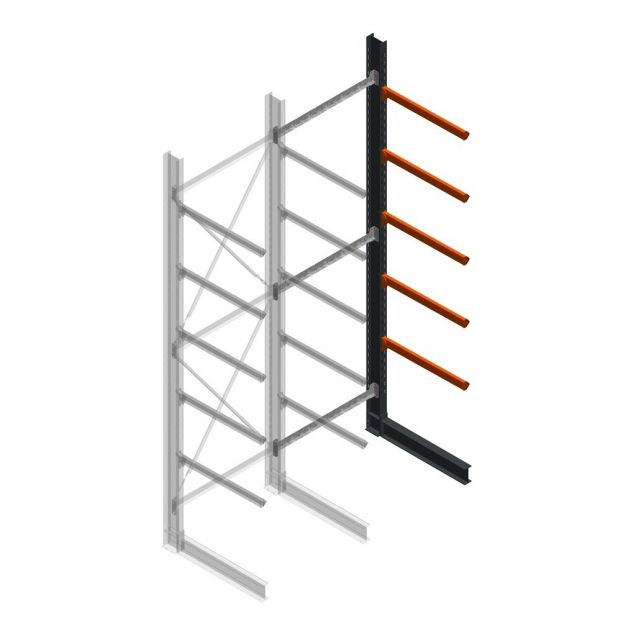 Zware draagarmstelling enkelzijdig 5000x1500x1200mm (hxbxd) 5 niveaus aanbouwsectie