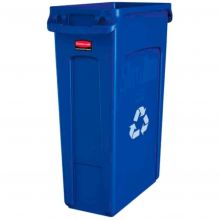 Slim Jim container met luchtsleuven 87 Liter Blauw met recyclingsymbool