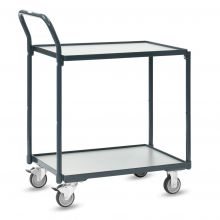 Lichte tafelwagen Fetra 200kg met 2 houten etages en duwbeugel 740x480mm antraciet