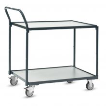 Lichte tafelwagen Fetra 200kg met 2 houten etages en duwbeugel 910x610mm antraciet