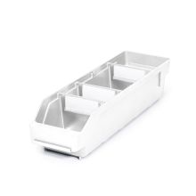 Magazijnbak 4012 Wit met 3 verdeelschotten en 4 labels 400x120x95mm (lxbxh)