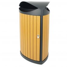 Buitenafvalbak driehoekig 60 Liter houtlook