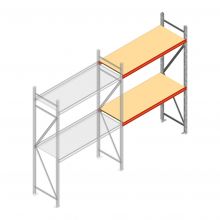 Grootvakstelling AR 2250x1610x600 mm (hxbxd) 2 niveaus verzinkt aanbouwsectie met voorgemonteerde frames