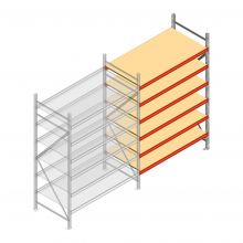 Grootvakstelling AR 2250x1610x900 mm (hxbxd) 6 niveaus verzinkt aanbouwsectie
