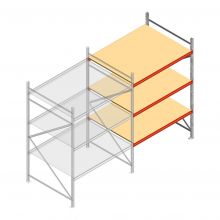 Grootvakstelling AR 2250x1850x1200 mm (hxbxd) 3 niveaus verzinkt aanbouwsectie met voorgemonteerde frames